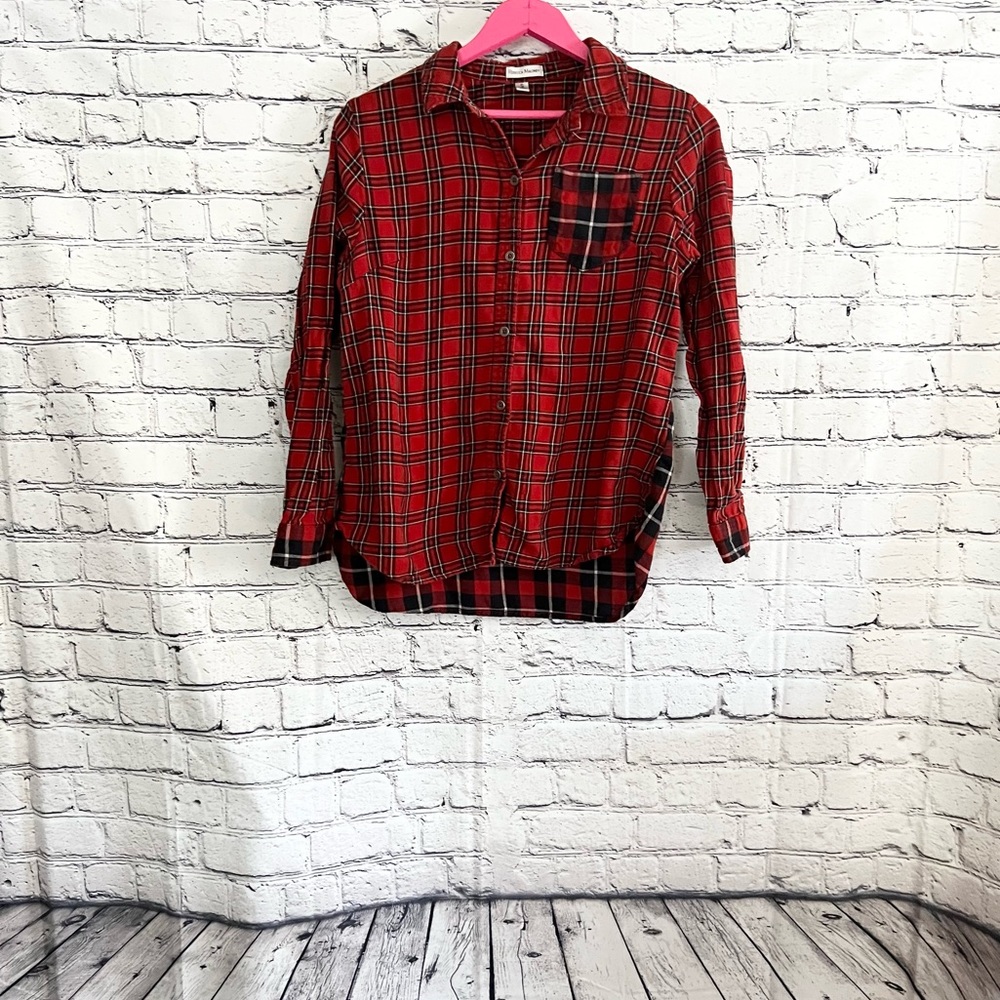 REBECCA MALONE. Red plaid button down. Size S